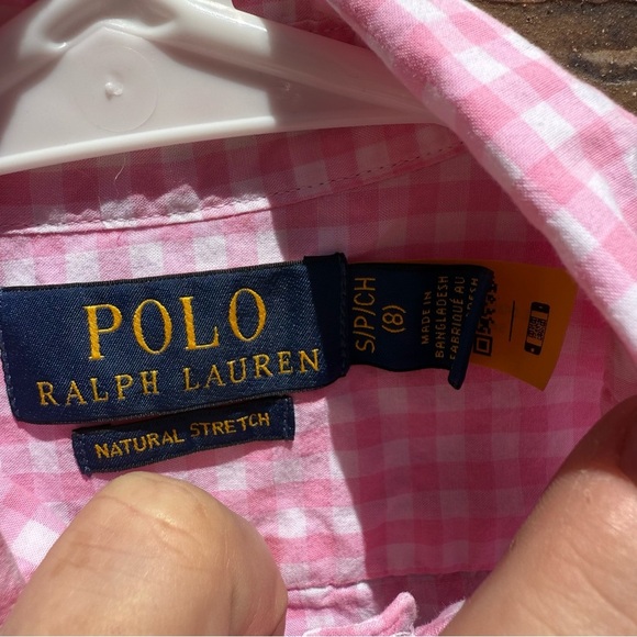 Ralph Lauren Pink and White Button Down Shirt with Gingham Pattern - Picture 2 of 3